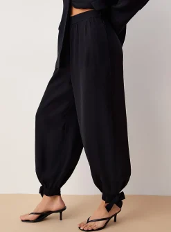 Fluid tie-ankle wide-leg pant