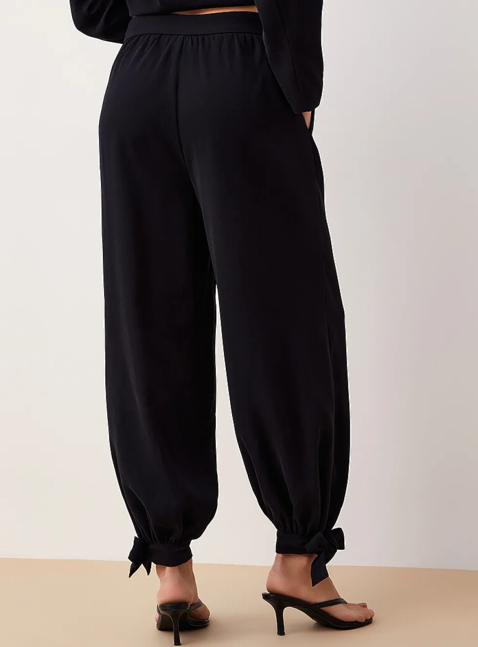 Fluid tie-ankle wide-leg pant