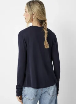 Fluid-knit open-front cardigan