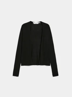 Fluid-knit open-front cardigan