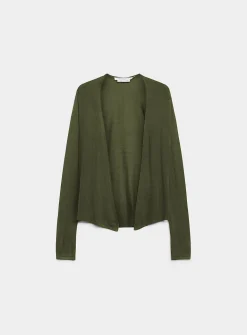 Fluid-knit open-front cardigan