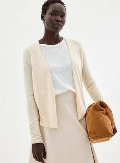 Fluid-knit open-front cardigan