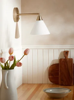 Fluted glass conical sconce