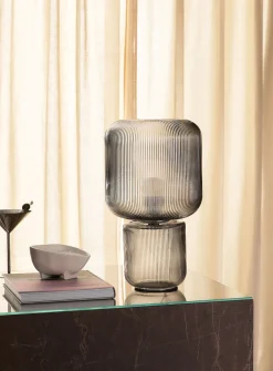 Fluted glass table lamp