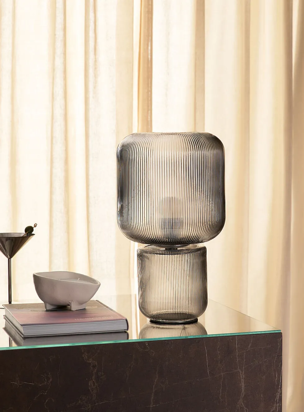 Fluted glass table lamp