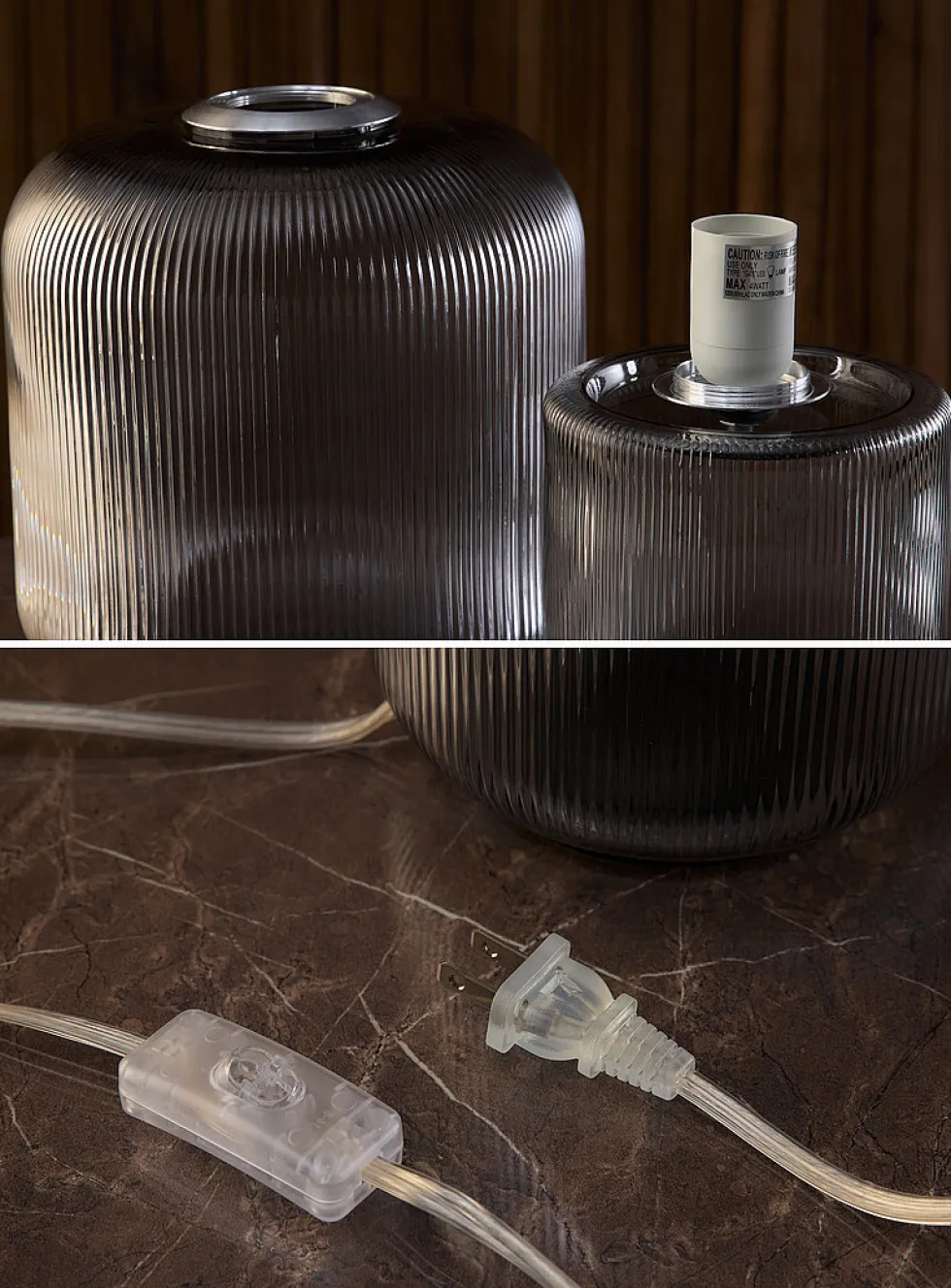 Fluted glass table lamp