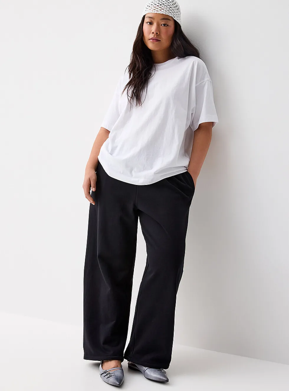 French terry wide-leg pant