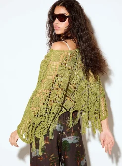 Fringed crochet poncho