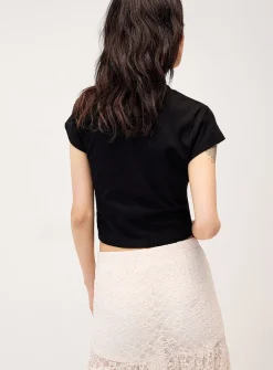Fuzzy leopard print star fitted T-shirt