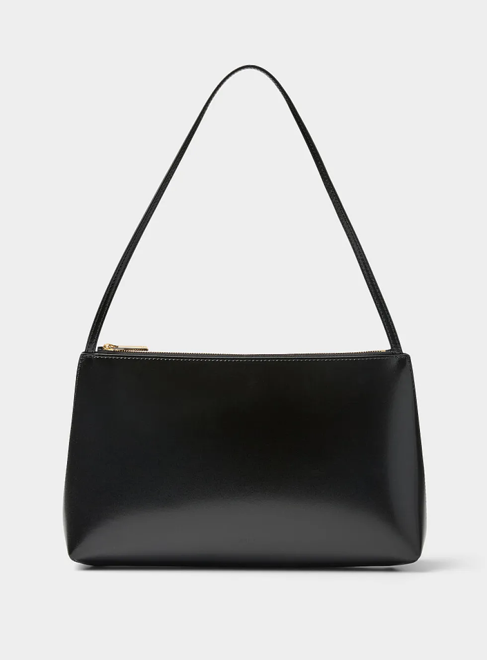 Gaia smooth black leather shoulder bag