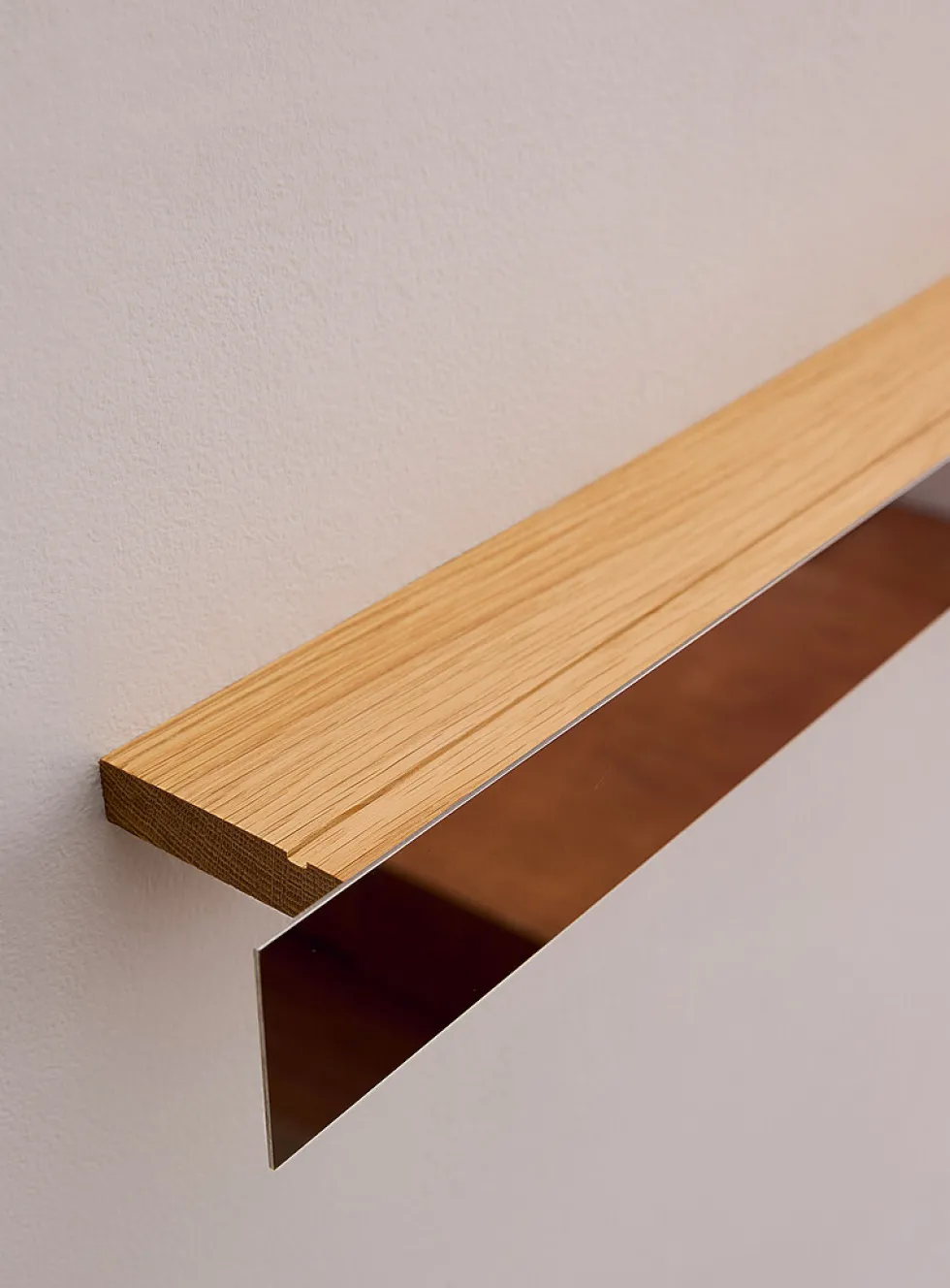 Gallery oak and steel floating shelf