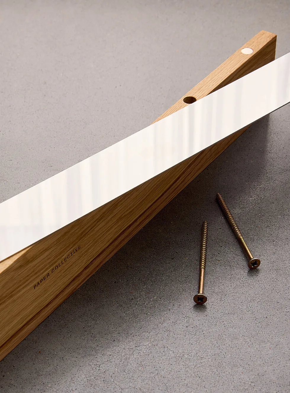 Gallery oak and steel floating shelf