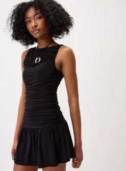 Gathered jersey minidress