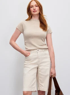 Gathered waist ultra-soft ribbed sweater