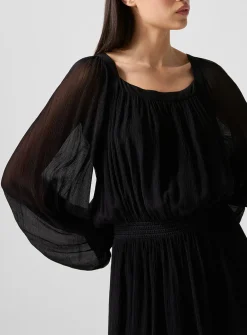 Genova sheer puff sleeves dress