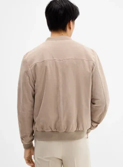 Genuine suede minimalist bomber jacket