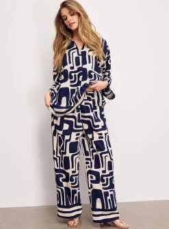 Geometric pattern wide-leg pant