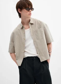 Gingham cropped shirt