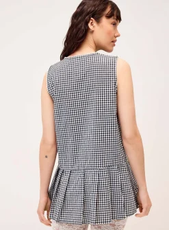 Gingham pattern button-up tunic