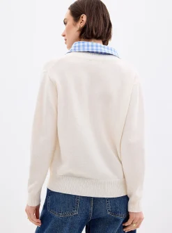 Gingham pattern fooler sweater
