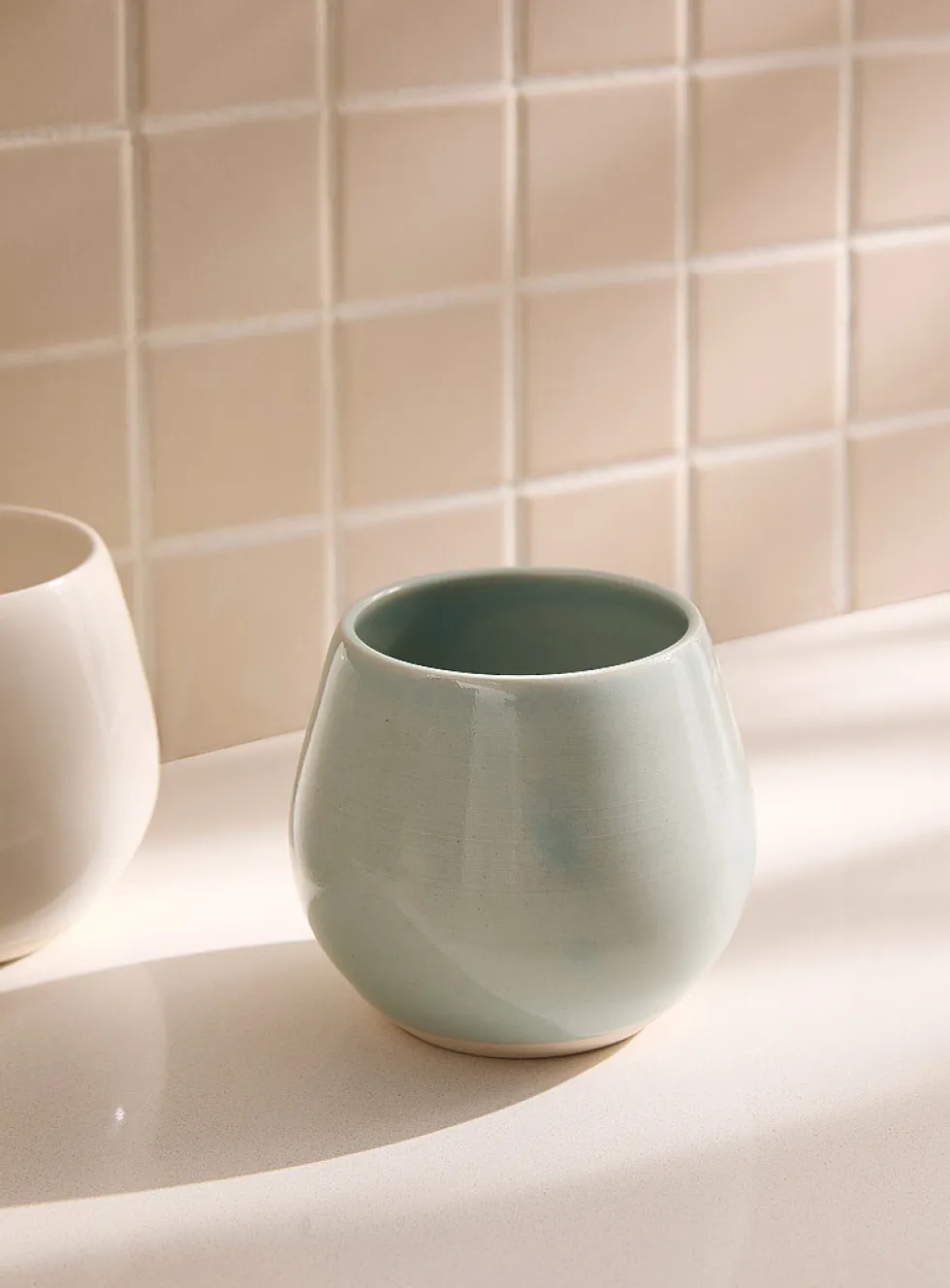 Glazed ceramic wine glass