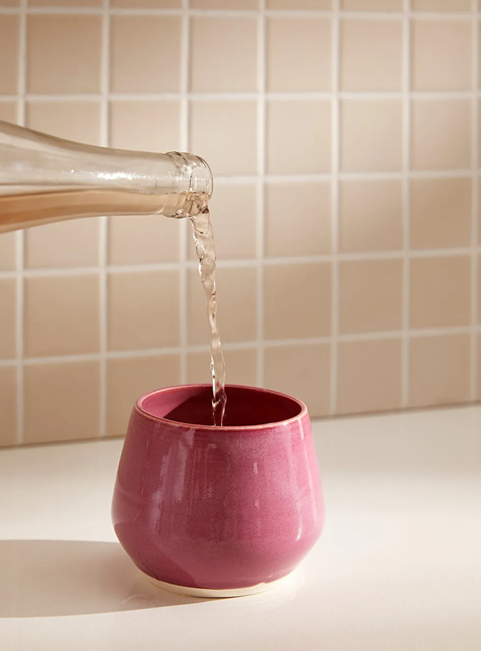 Glazed ceramic wine glass
