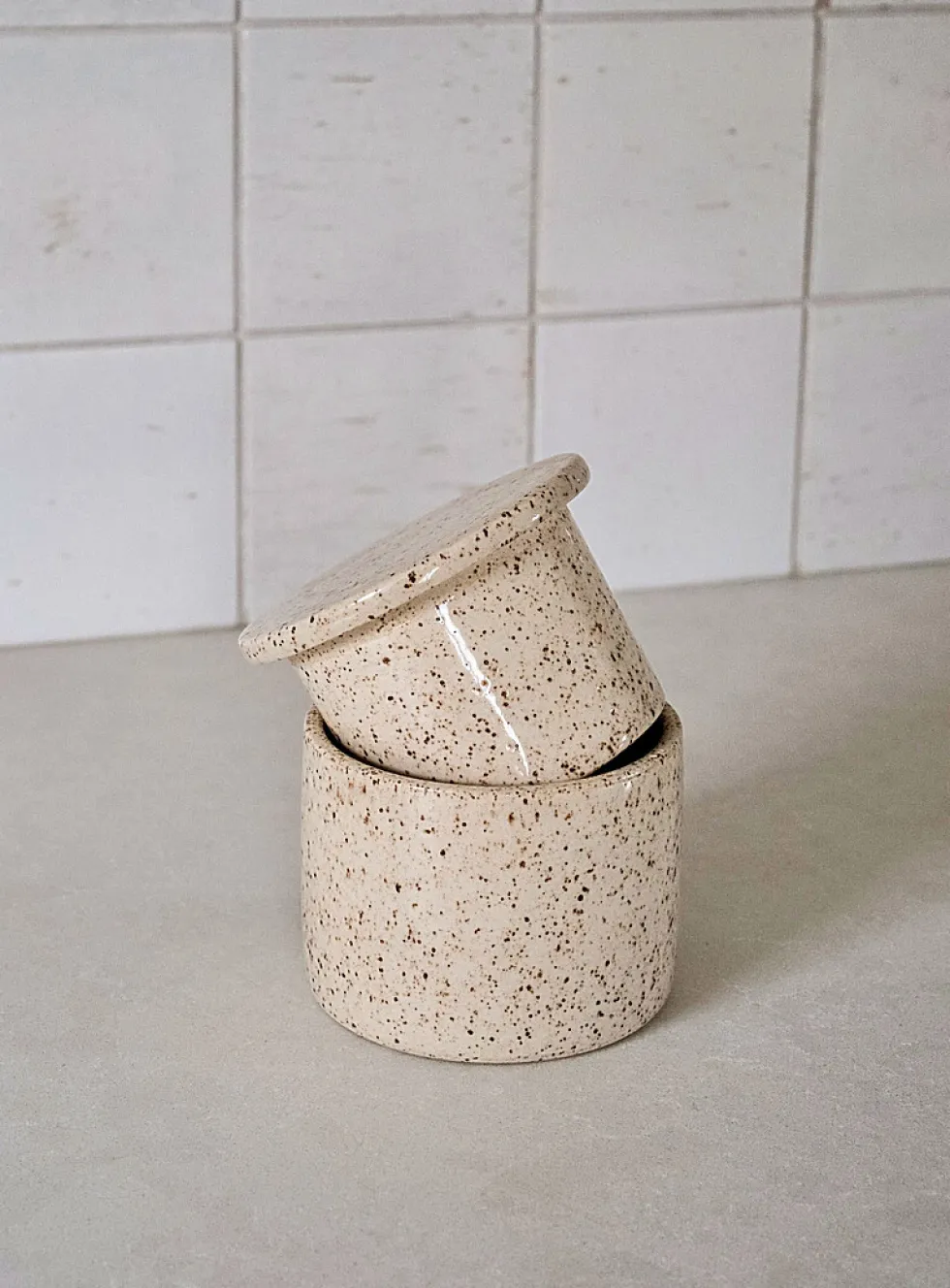 Glazed stoneware French butter dish
