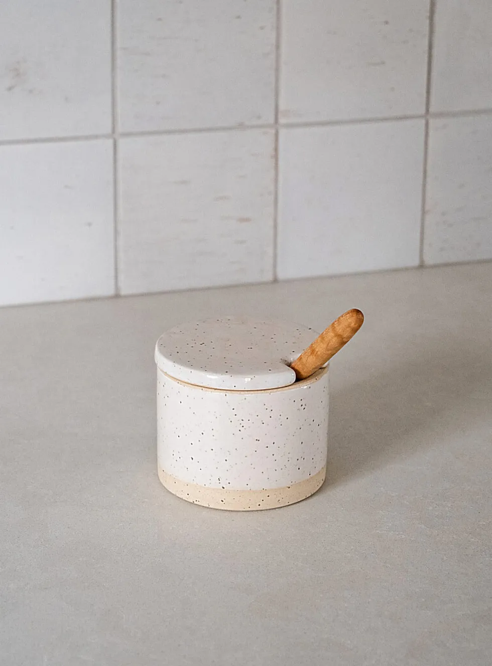 Glazed stoneware salt pinch bowl