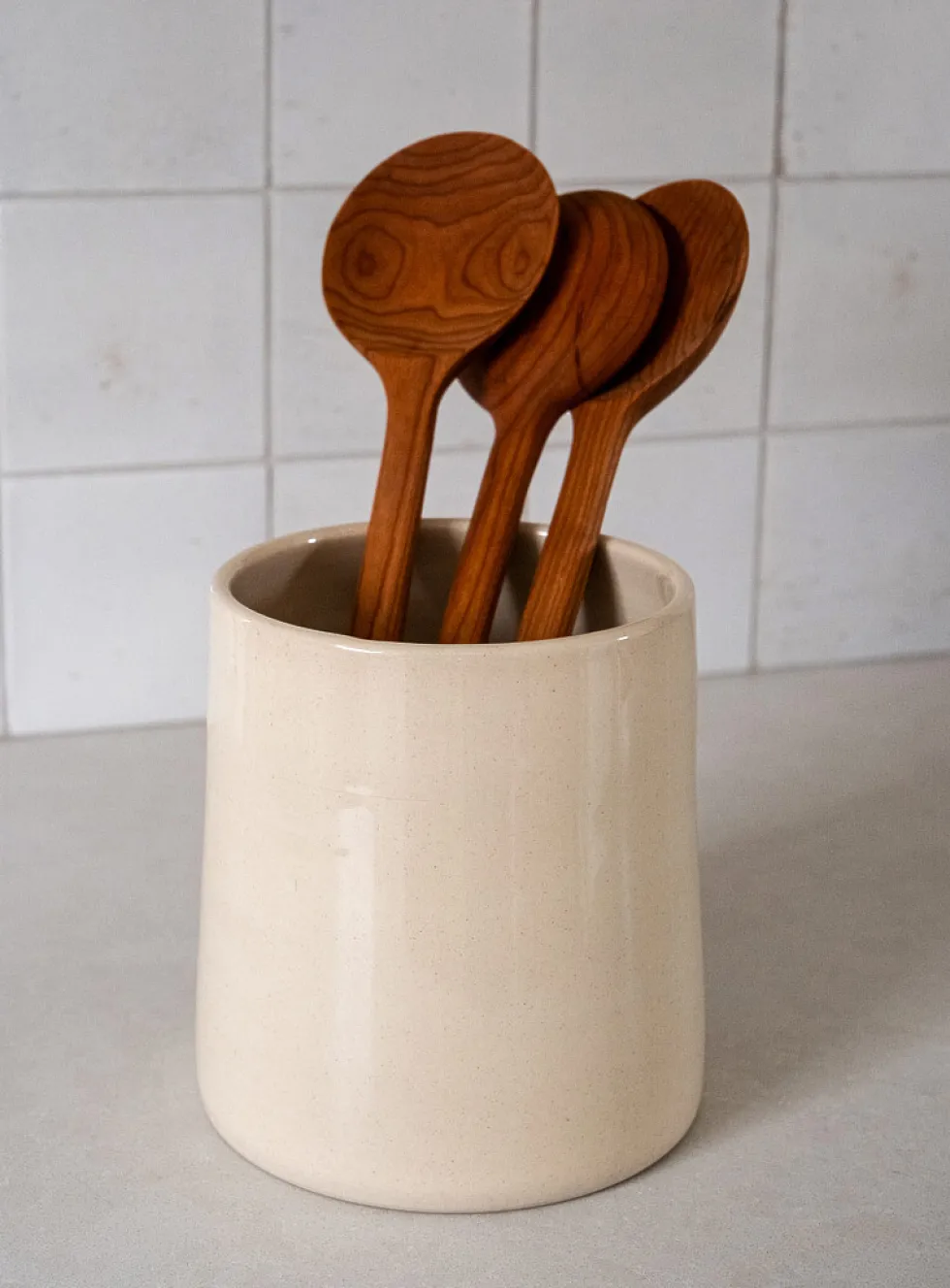 Glazed stoneware utensil pot