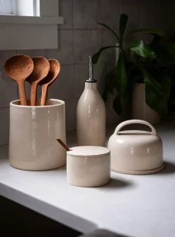 Glazed stoneware utensil pot