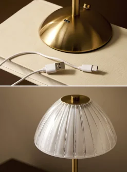 Gold base rechargeable touch table lamp