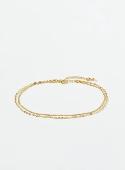 Gold double ankle chain