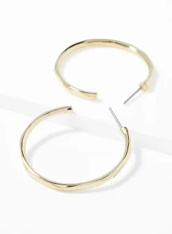 Gold hammered hoops