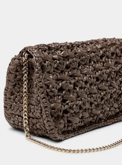 Gold starfish braided straw evening bag