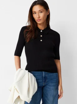 Golden buttons ribbed polo