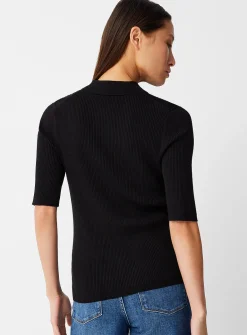 Golden buttons ribbed polo
