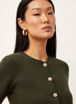 Golden buttons short-sleeve cropped cardigan
