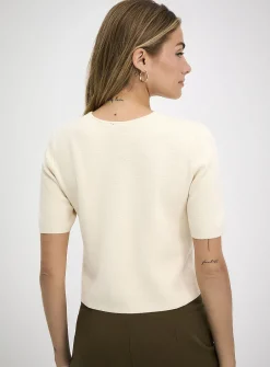 Golden buttons short-sleeve cropped cardigan
