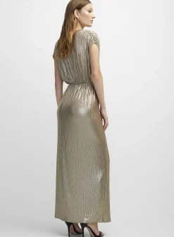 Golden crossover V-neck maxi dress