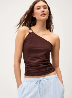 Golden jewel off-the-shoulder cami