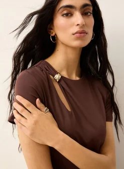 Golden jewel soft microfibre cropped T-shirt