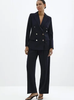 Golden-button double-breasted blazer