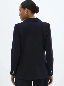 Golden-button double-breasted blazer