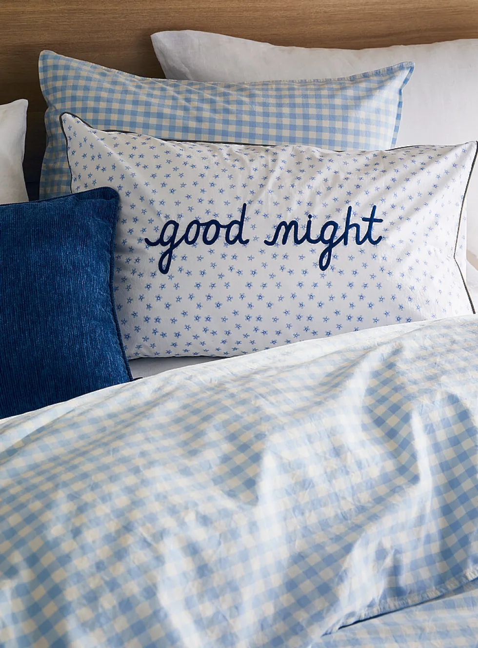 Good Night embroidered pillowcase