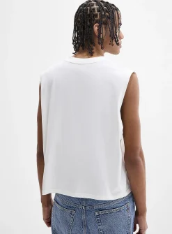 Graphic-print cropped muscle tee