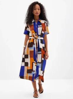 Greek ceramic belted shirtdress