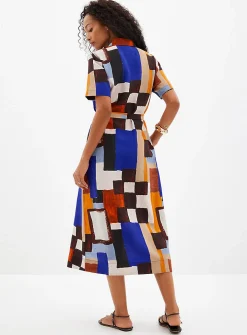 Greek ceramic belted shirtdress
