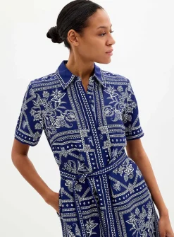 Greek ceramic belted shirtdress