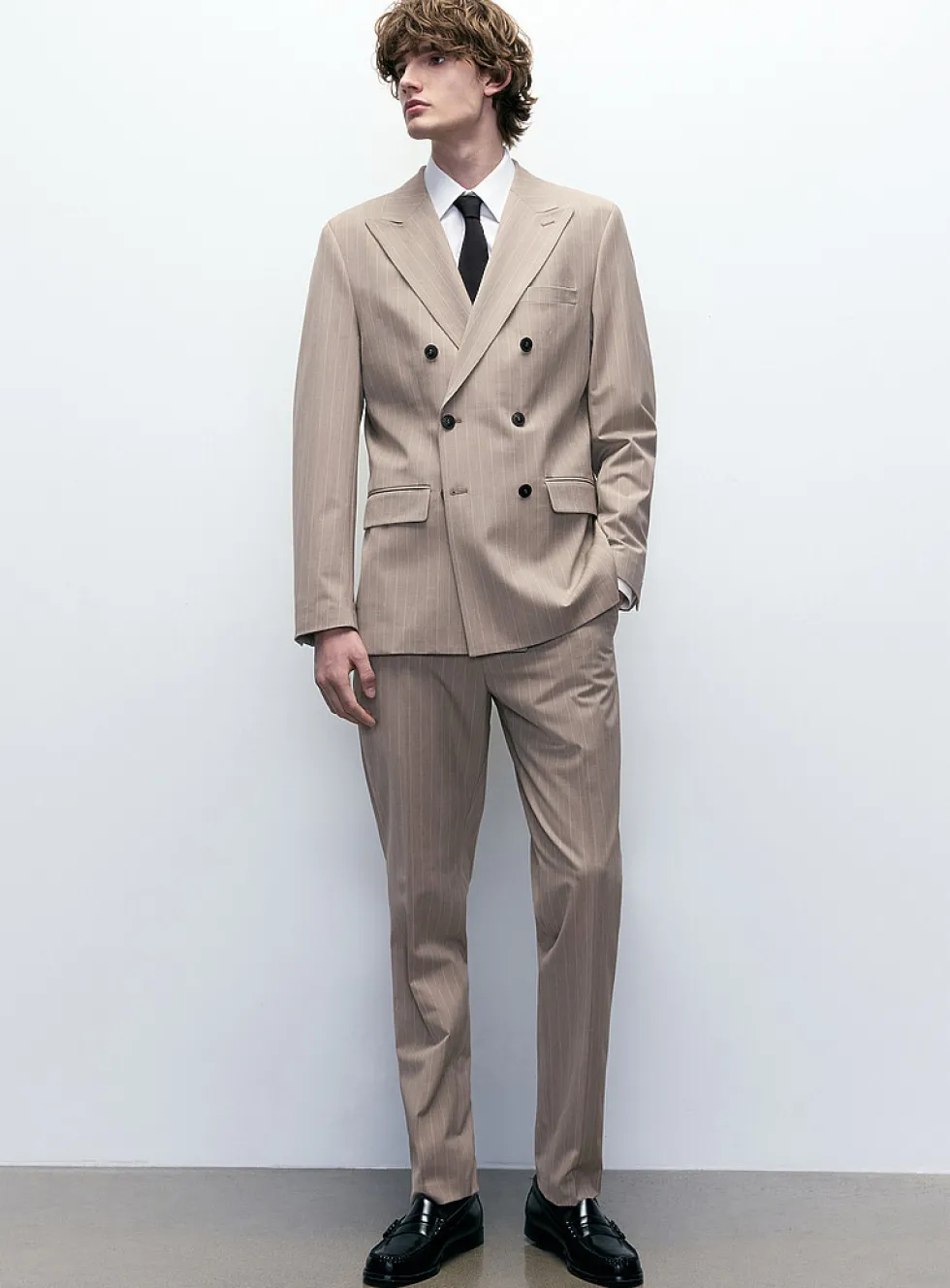 Greige pinstripe pant