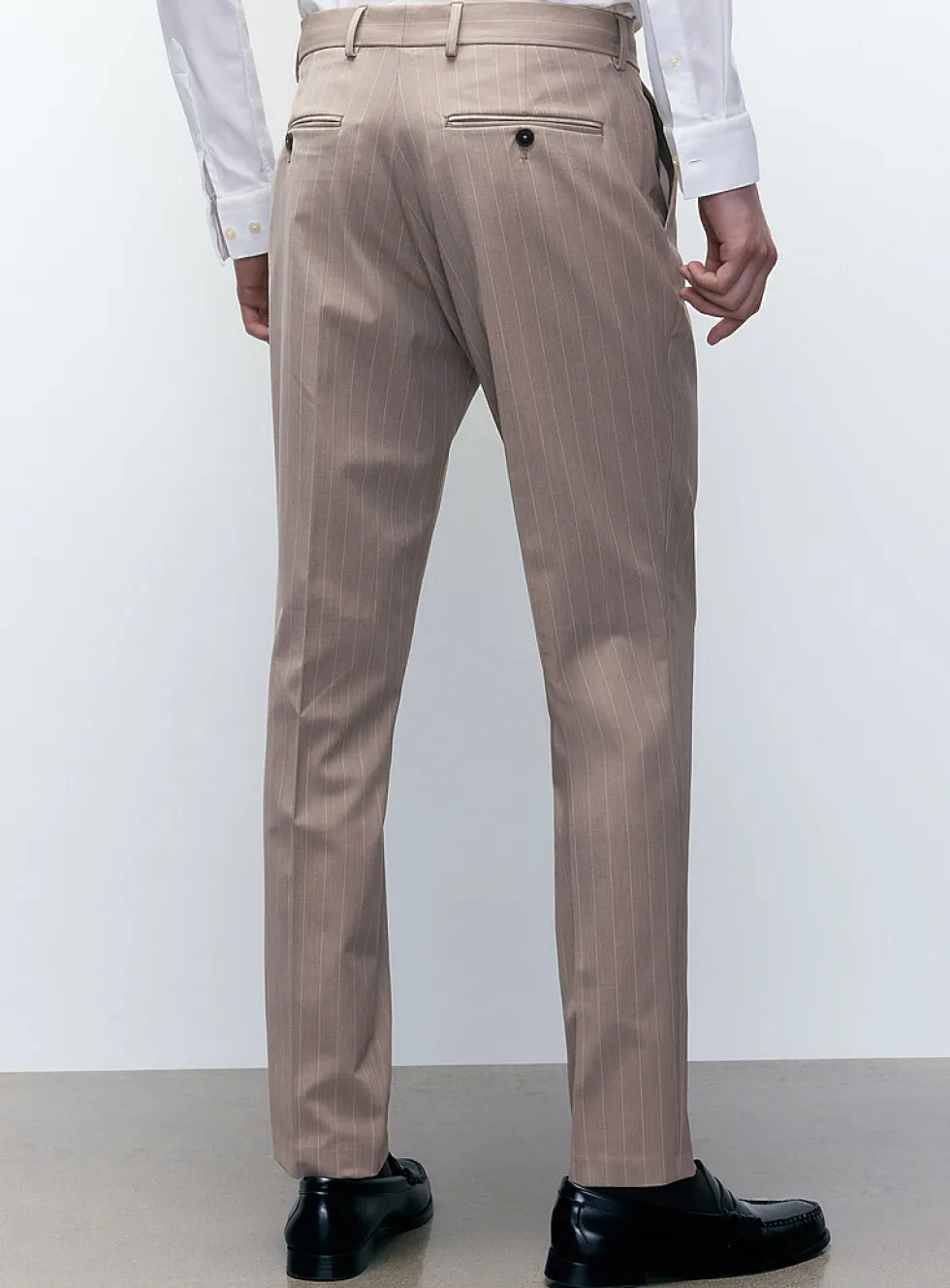 Greige pinstripe pant